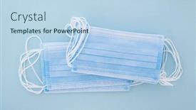  Presentation with respiratory - Slides with stack-of-respiratory-protection-mask background and a light blue colored foreground