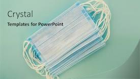  Presentation with respiratory - Beautiful PPT theme featuring stack-of-respiratory-protection-mask backdrop and a mint green colored foreground