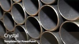  Presentation with steel pipe - Presentation theme consisting of stack of rounded steel pipes background and a tawny brown colored foreground