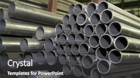  Presentation with steel pipe - Presentation theme having stack of rounded steel pipes background and a dark gray colored foreground
