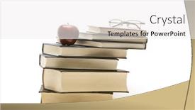  Presentation with school apple - Beautiful slides featuring stack of school books and apple backdrop and a white colored foreground