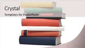  Presentation with stack-books - Audience pleasing slides consisting of stack of seven books backdrop and a light gray colored foreground