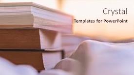  Presentation with stack books - Beautiful theme featuring stack-of-several-books-lies backdrop and a cream colored foreground