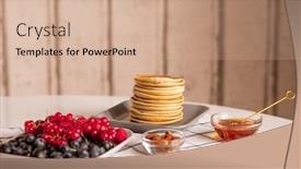  Presentation with currant - Cool new slide set with stack-of-small-homemade-pancakes backdrop and a coral colored foreground