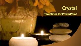  Presentation with candles - PPT theme enhanced with stack of spa stones candles background and a tawny brown colored foreground