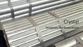  Presentation with steel fabrication - PPT layouts featuring stack of steel pipes background and a light gray colored foreground