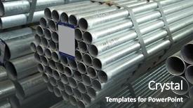  Presentation with steel pipe - Theme having stack of steel pipes background and a dark gray colored foreground