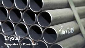  Presentation with steel pipe - Amazing slide deck having stack of steel pipes backdrop and a dark gray colored foreground
