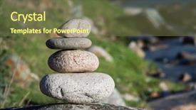  Presentation with zen - Presentation design enhanced with stack of stones in mountain river zen relaxation meditation background and a tawny brown colored foreground