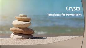  Presentation with zen stones - Audience pleasing presentation theme consisting of stack of stones on sand backdrop and a teal colored foreground