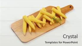  Presentation with sweet corn - Audience pleasing PPT theme consisting of stack of sweet baby corn backdrop and a white colored foreground