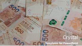  Presentation with hongkong - Beautiful slides featuring stack-of-the-hongkong-banknote backdrop and a gray colored foreground