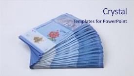  Presentation with ringgit malaysia - Theme having stack of the malaysia ringgit one dollar form a fan background and a sky blue colored foreground