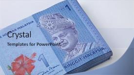  Presentation with ringgit malaysia - Presentation design consisting of stack of the malaysia ringgit one dollar background and a light blue colored foreground
