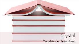  Presentation with tan book stack stacks of books - Presentation consisting of stack of thick red books background and a  colored foreground