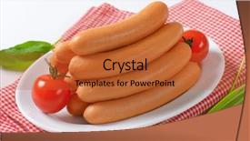  Presentation with white plate - Beautiful slides featuring stack of thin wiener sausages backdrop and a red colored foreground