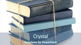  Presentation with stack books - PPT theme featuring stack of tied books isolated background and a ocean colored foreground