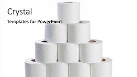  Presentation with toilet - PPT theme enhanced with stack of toilet papers isolated background and a white colored foreground
