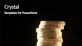 Presentation with gupta coins - Amazing PPT theme having stack of uk pound coins backdrop and a black colored foreground