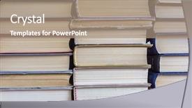  Presentation with dictionary - Audience pleasing slide set consisting of stack of used old books backdrop and a coral colored foreground