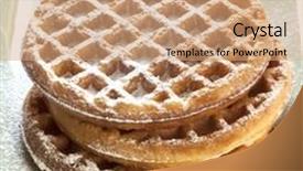  Presentation with powdered - PPT theme consisting of stack of waffles with powdered sugar background and a coral colored foreground