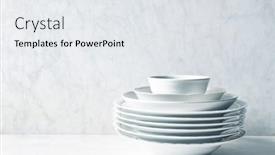  Presentation with bright white - Presentation consisting of stack-of-white-porcelain-plates background and a sky blue colored foreground