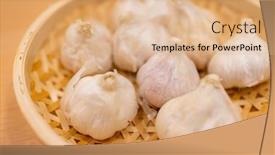  Presentation with garlic - Presentation consisting of stack-of-whole-garlic background and a coral colored foreground