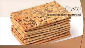  Presentation with stack - Presentation design having stack-of-whole-grain-crispbread background and a  colored foreground