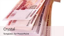  Presentation with debt management money - Theme featuring stack of with money russian background and a lemonade colored foreground