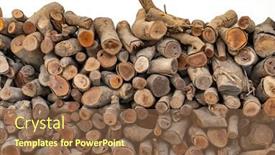  Presentation with stack - Theme having stack-of-wood-logs-preparation background and a  colored foreground