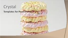  Presentation with sprinkles - Beautiful slide deck featuring stack-of-wreath-shaped-meringue backdrop and a light gray colored foreground