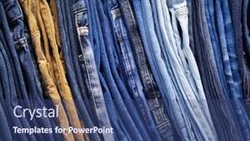  Presentation with trousers - Amazing presentation theme having stack-or-pile-of-denim backdrop and a ocean colored foreground
