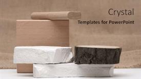  Presentation with minimal - Slide set with stack-stones-and-wood-platform background and a coral colored foreground