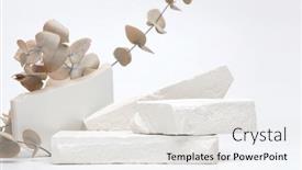  Presentation with eucalyptus - Presentation consisting of stack-stones-platform-podium background and a sky blue colored foreground