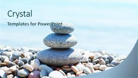  Presentation with zen stones - Audience pleasing slide deck consisting of stack with stones on sea beach zen backdrop and a cool aqua colored foreground