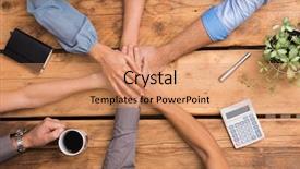  Presentation with unity - PPT theme with stacked business team showing unity background and a coral colored foreground