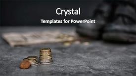  Presentation with poverty - Slide deck having stacked coins on blurred background background and a dark gray colored foreground