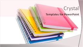  Presentation with colorful - PPT layouts with stacked-colorful-notebooks-isolated-over background and a lemonade colored foreground