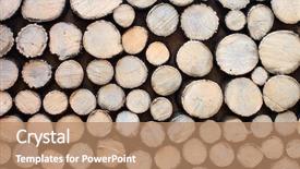  Presentation with design rustic wood wall texture - Colorful presentation design enhanced with stacked concentric rings - log background texture element backdrop and a coral colored foreground