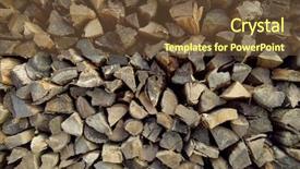  Presentation with fire - Theme consisting of stacked fire wood in preparation background and a tawny brown colored foreground