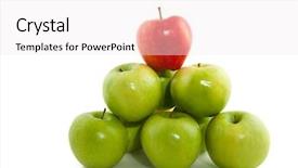  Presentation with green apples - Presentation having stacked green apples with one background and a sky blue colored foreground