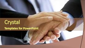  Presentation with team hands - Theme consisting of stacked hands symbolizing team-effort background and a  colored foreground