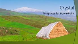  Presentation with bali island typical indonesia - Amazing presentation theme having stacked-hay-bales-and-green backdrop and a light blue colored foreground