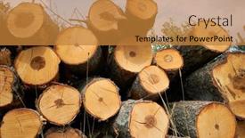  Presentation with cut - Slide deck with stacked-logs-of-cut-trees background and a gold colored foreground