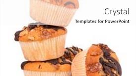  Presentation with muffins - Audience pleasing PPT theme consisting of stacked-muffins-isolated-on-white backdrop and a  colored foreground