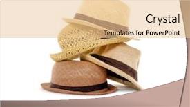 Presentation with straw - Colorful PPT theme enhanced with stacked of panama straw hat backdrop and a lemonade colored foreground