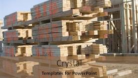  Presentation with construction site construction - Audience pleasing PPT theme consisting of stacked-of-wooden-planks backdrop and a coral colored foreground