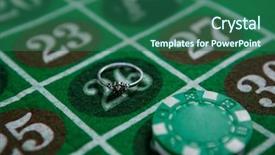  Presentation with roulette - PPT layouts featuring jewelry game - close-up of ring and chips background and a ocean colored foreground