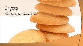  Presentation with cookies - Amazing presentation theme having stacked short pastry cookies isolated on white background backdrop and a yellow colored foreground