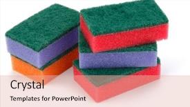  Presentation with sponges - Theme consisting of stacked sponges isolated on white background and a lemonade colored foreground